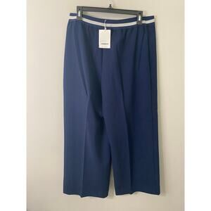 New Oak + Fort Striped Waist Straight Leg Trouser Pants, Navy Size Large